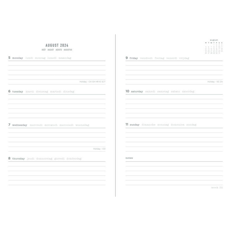 AGENDA SETTIMANALE A6 ACCADEMICA RAW LETTS 2