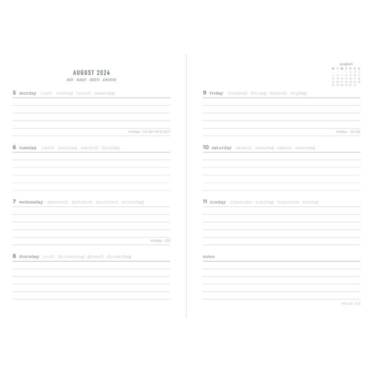 AGENDA SETTIMANALE A5 ACCADEMICA MEMO LETTS 2