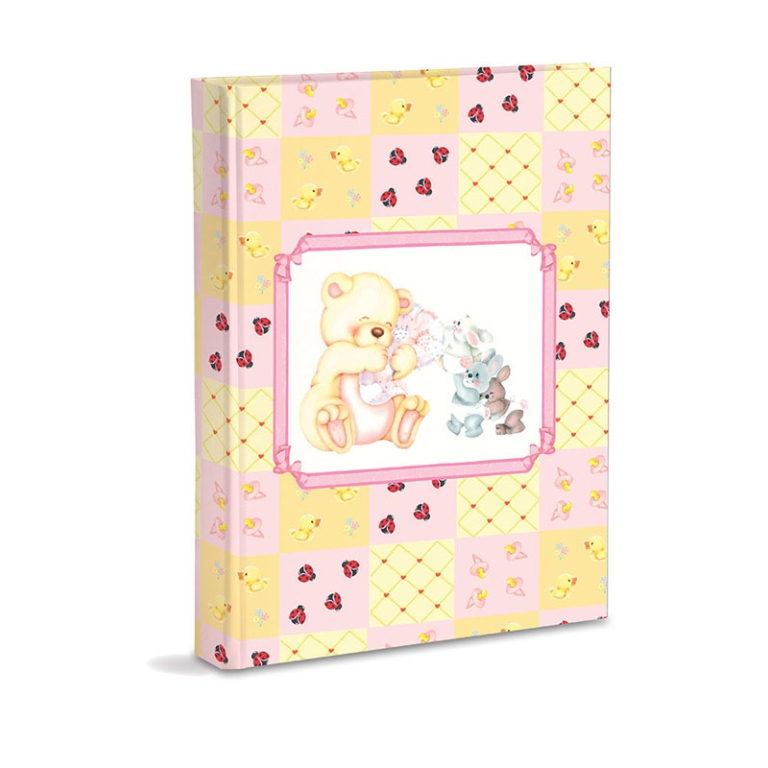 ALBUM NASCITA ROSA ANIMALETTI 200 TASCHET. 13X19CM