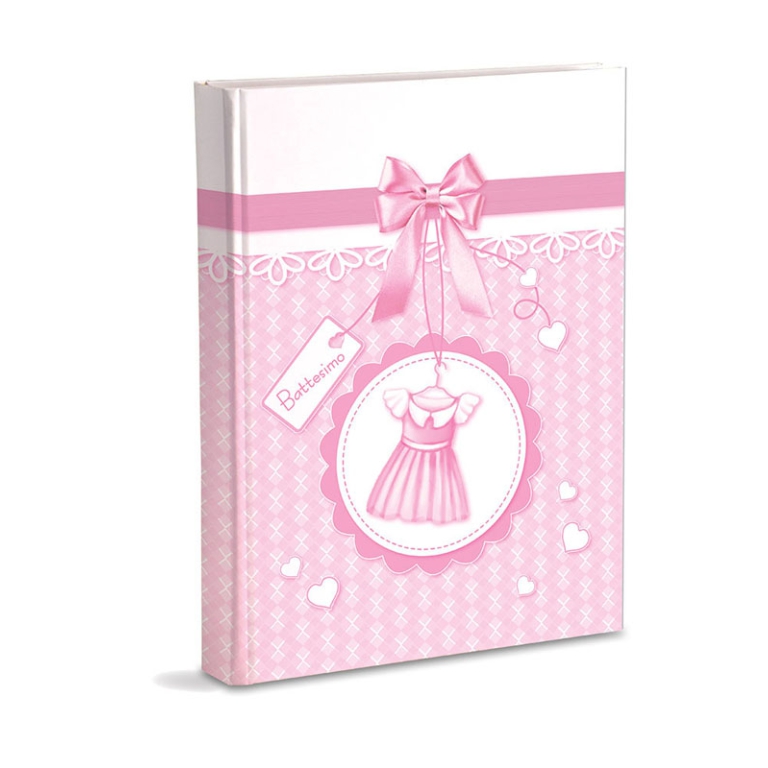 ALBUM BATTESIMO ROSA TUTINA 200 TASCHETTE 13X19CM