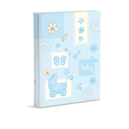 ALBUM NASCITA 23X30CM PL.CELESTE BABY 28F+VELINA