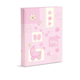 ALBUM NASCITA 23X30CM PL.ROSA BABY 28F+VELINA