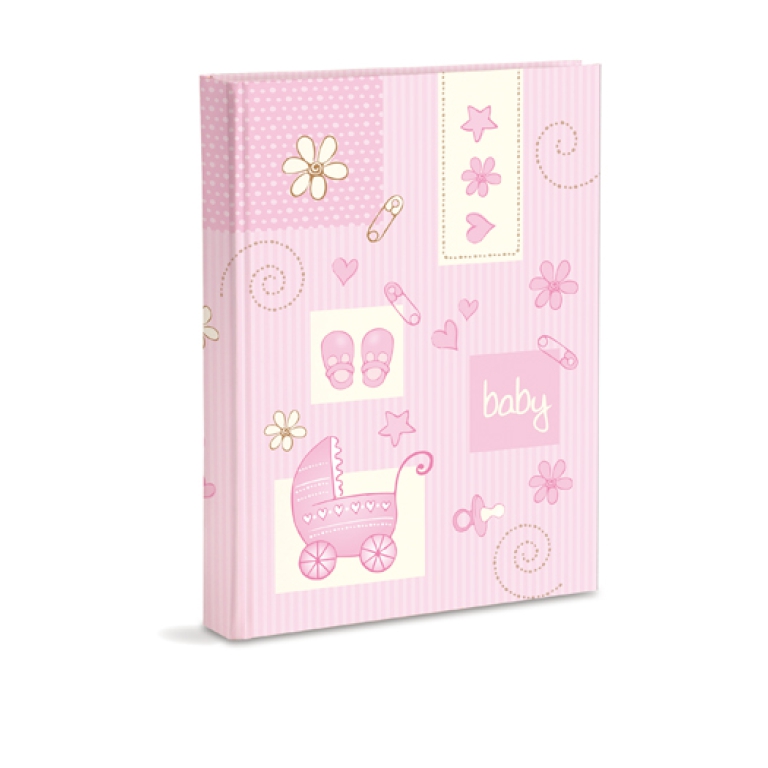 ALBUM NASCITA 23X30CM PL.ROSA BABY 28F+VELINA