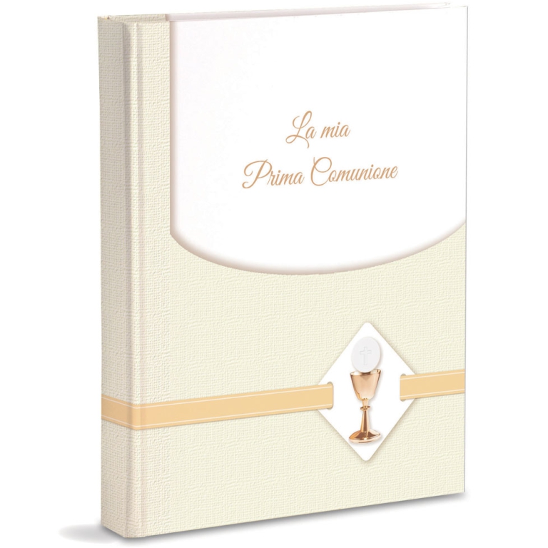 ALBUM COMUNIONE 23X30CM  30F+VELINA BEIGE CALICE