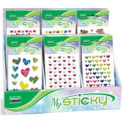 STICKERS ADESIVI BUSTA 3D CUORI EXPO 48PZ