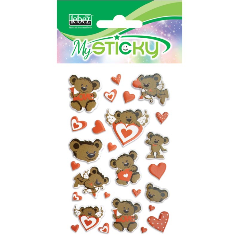 STICKERS ADESIVI BUSTA 3D CUORI EXPO 48PZ 2