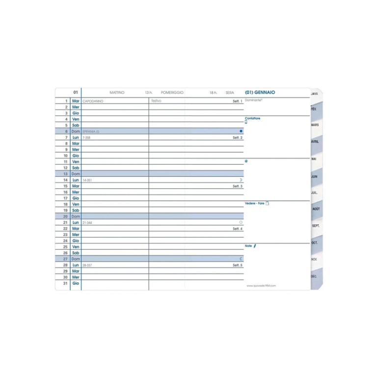 AGENDA PLAIN MENSILE 10X15 IMPALA NERO QUO VADIS 2