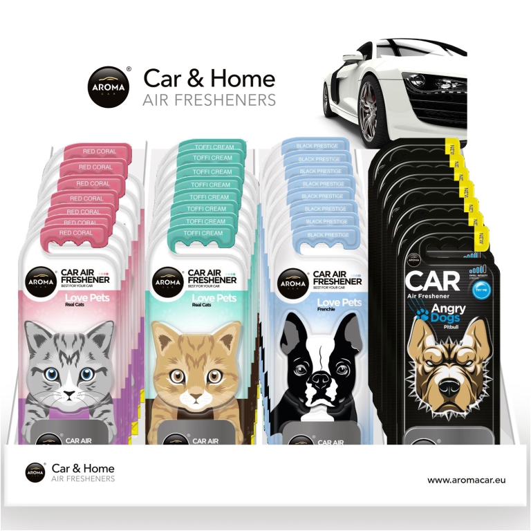 PROFUMATORE AUTO AROMA CATS DOGS 56PZ EXPO BANCO