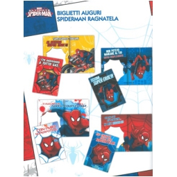 BIGLIETTI AUGURI 12PZ    SPIDERMAN RAGNATELA