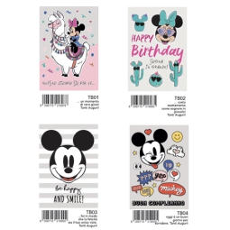 BIGLIETTI AUGURI 12PZ    DISNEY METAL GLITTER