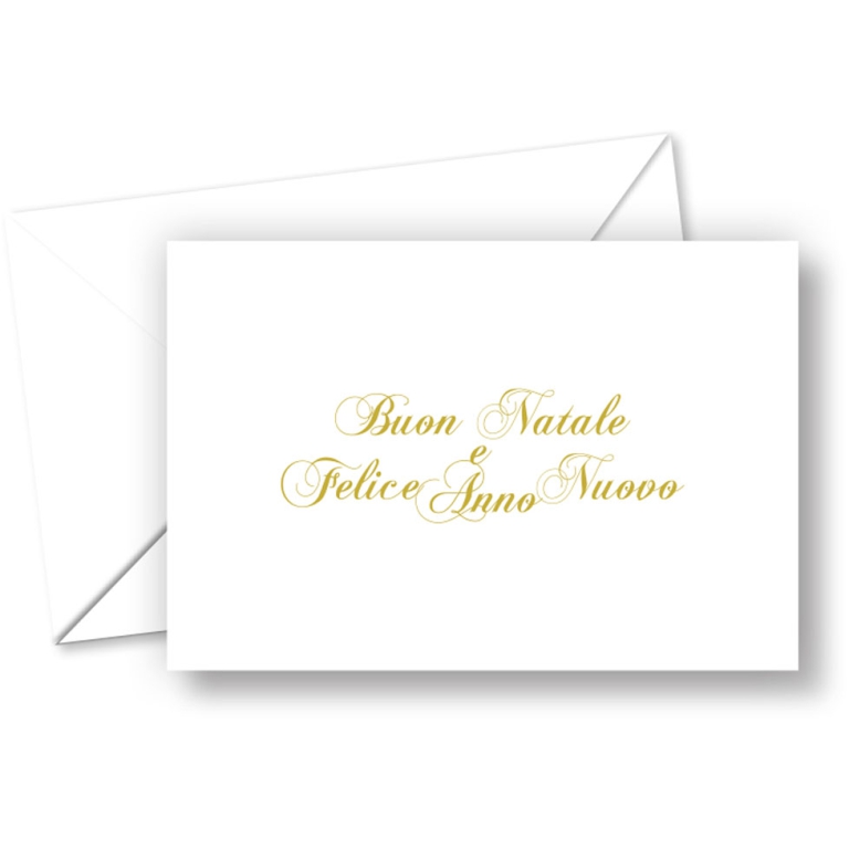 BIGLIETTI NATALE 9X14CM BIANCO TESTO ORO 100PZ