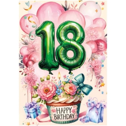 BIGLIETTI ANNI N.18 6PZ  FEMMINA