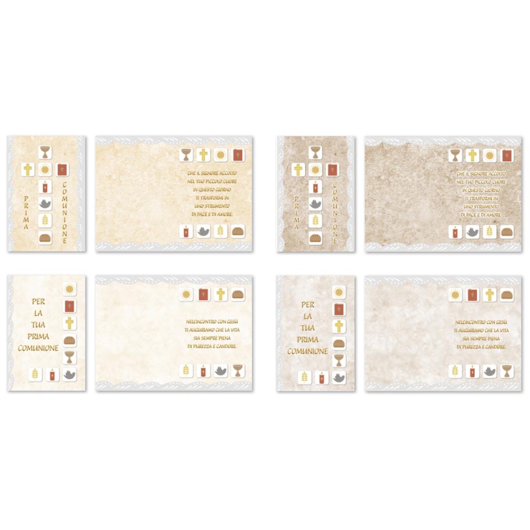 BIGLIETTI AUGURI 12PZ    COMUNIONE GLITTER