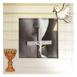 CORNICE 10X10CM STAMPA E APPLICAZIONE COMUNIONE/CRESIMA