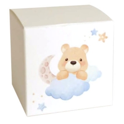 SCATOLA 6X6CM CARTA STAMPATA 10PZ ORSETTO AZZURRO