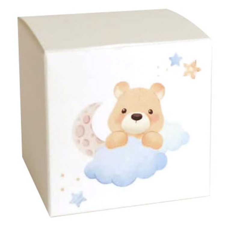SCATOLA 6X6CM CARTA STAMPATA 10PZ ORSETTO AZZURRO