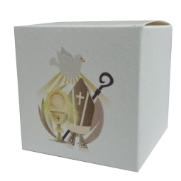 SCATOLA 6X6CM CARTA STAMPATA 10PZ COMUNION/CRESIMA