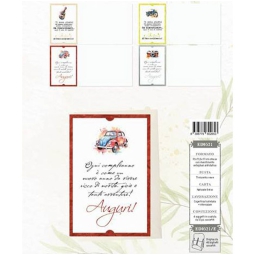 BIGLIETTI AUGURI 12PZ    CARTA GELSO CON INSERTO
