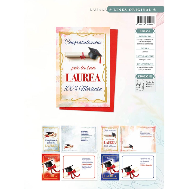 BIGLIETTI AUGURI 12PZ    LAUREA