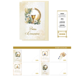 BIGLIETTI AUGURI 12PZ    COMUNIONE PORTASOLDI