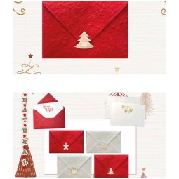 BIGLIETTI AUGURI 12PZ CARTA KOZO CON APPLICAZIONE