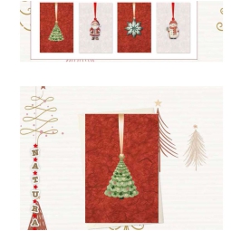 BIGLIETTI AUGURI 12PZ XMAS CARTA GELSO CON APPLICAZIONE