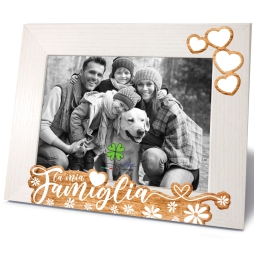 CORNICE 13X18CM LEGNO    DECORO LA MIA FAMIGLIA