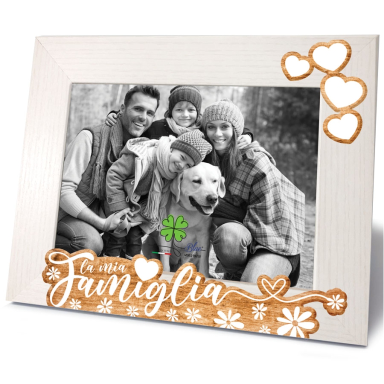 CORNICE 13X18CM LEGNO    DECORO LA MIA FAMIGLIA