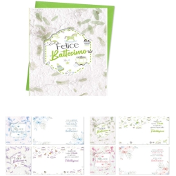 BIGLIETTI AUGURI 12PZ    BATTESIMO CARTA NATURALE