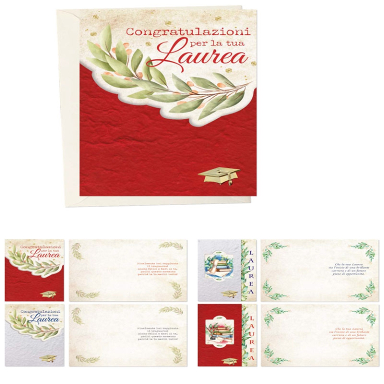 BIGLIETTI AUGURI 12PZ    LAUREA SOGGETTI ASSORTITI