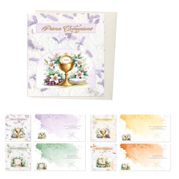 BIGLIETTI AUGURI 12PZ    COMUNIONE CARTA NATURALE