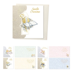 BIGLIETTI AUGURI 12PZ    CRESIMA CARTA KOZO