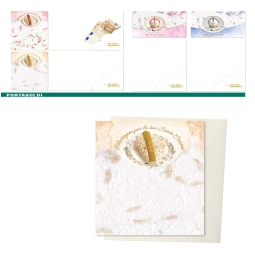 BIGLIETTI AUGURI 12PZ    CRESIMA CARTA NATURALE