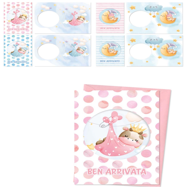 BIGLIETTI AUGURI 12PZ    NASCITA