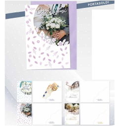 BIGLIETTI AUGURI 12PZ MATRIMONIO PORTASOLDI