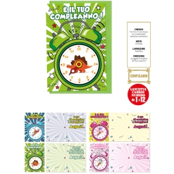 BIGLIETTI AUGURI 12PZ    LANCETTE 1-12 BIMBI