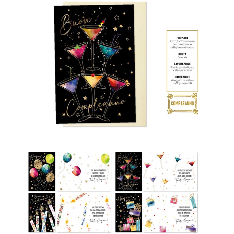 BIGLIETTI AUGURI 12PZ    COMPLEANNO