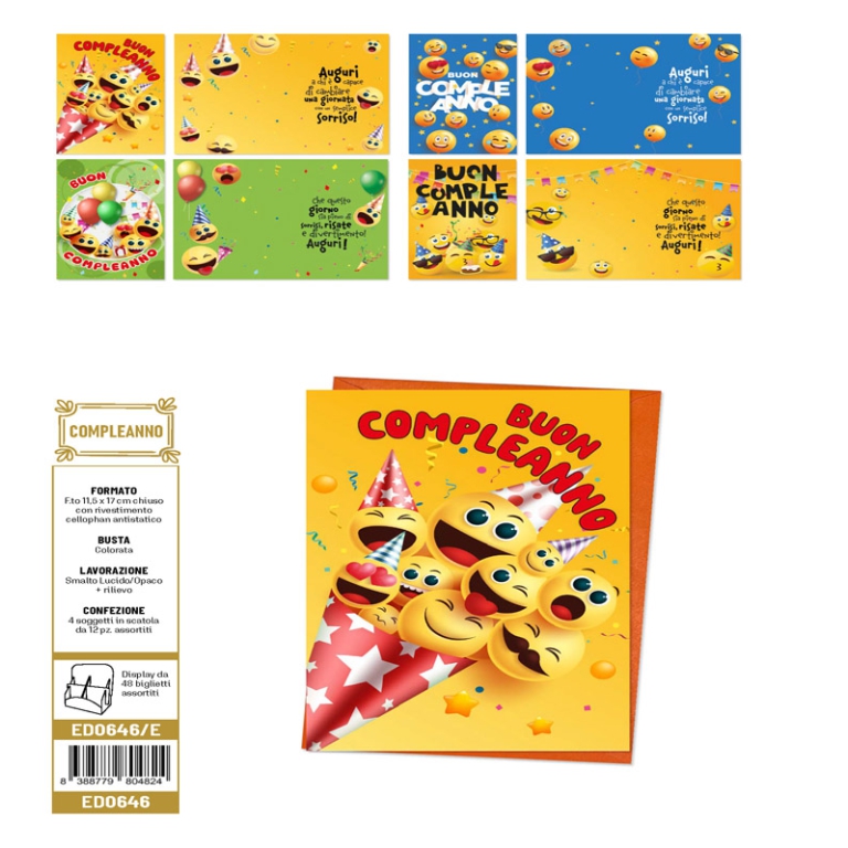 BIGLIETTI AUGURI 12PZ    COMPLEANNO