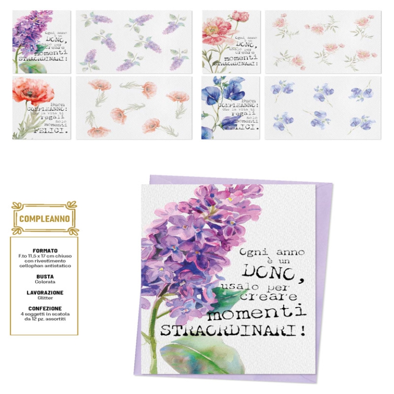 BIGLIETTI AUGURI 12PZ    COMPLEANNO
