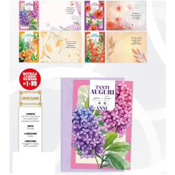 BIGLIETTI AUGURI 12PZ    DOPPIA ROTELLA 1-99 ANNI