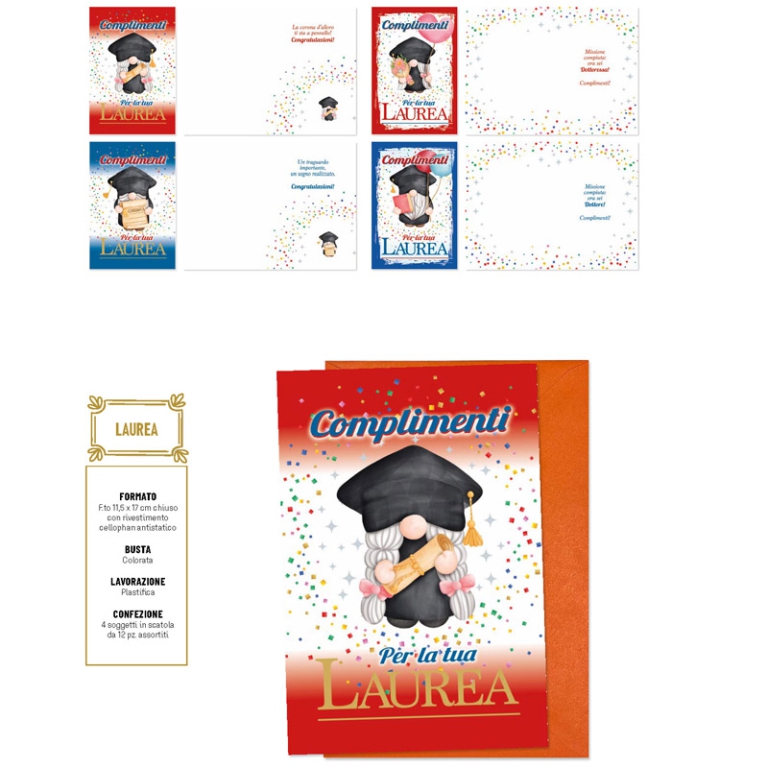 BIGLIETTI AUGURI 12PZ    LAUREA