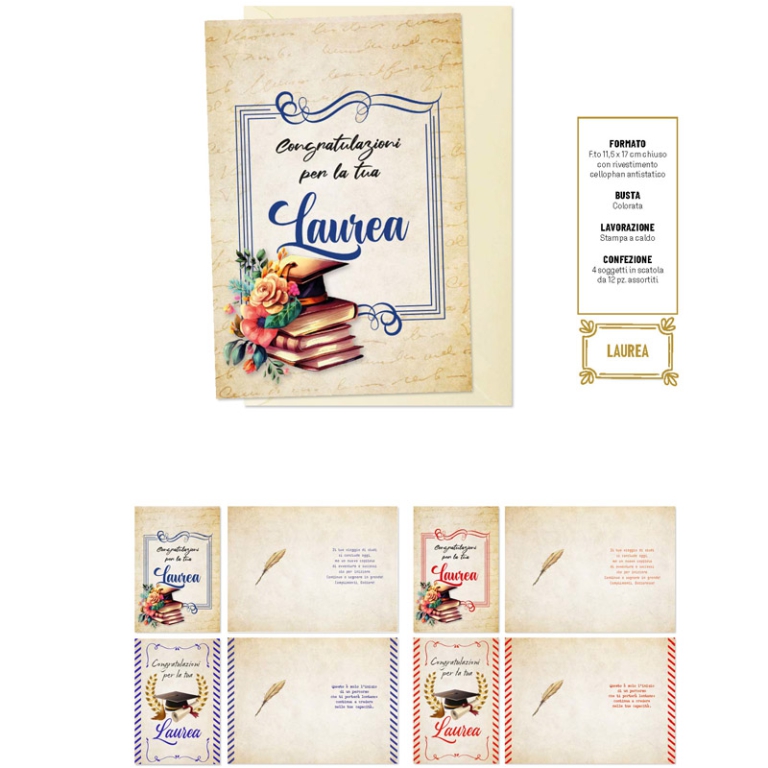 BIGLIETTI AUGURI 12PZ    LAUREA