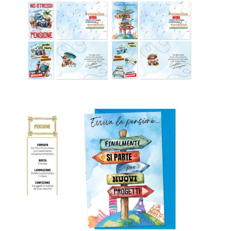 BIGLIETTI AUGURI 12PZ    PENSIONE