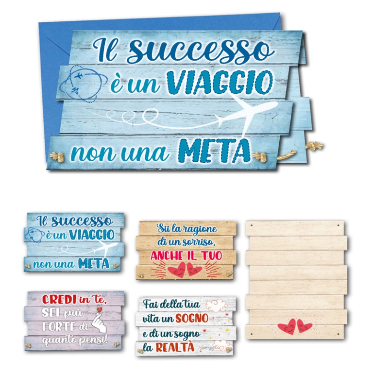 BIGLIETTI APPOGGIAUGURI  12PZ FRASI MOTIVAZIONALI