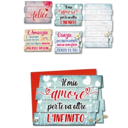 BIGLIETTI APPOGGIAUGURI  12PZ AMORE E AMICIZIA