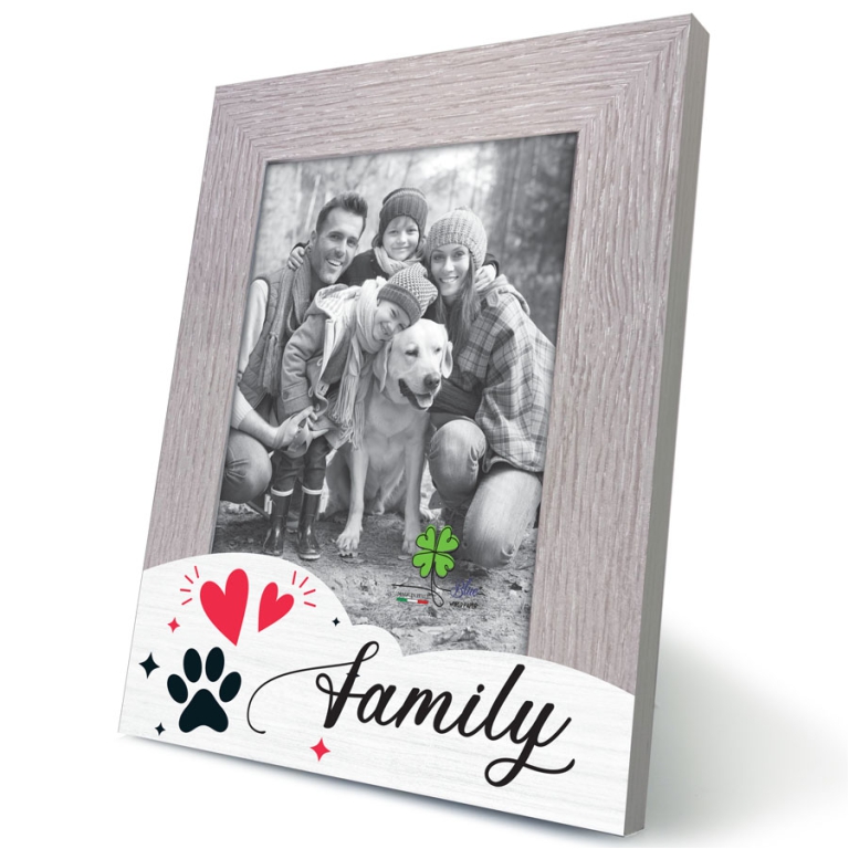 CORNICE 13X18CM LEGNO    DECORO FAMILY CUORE