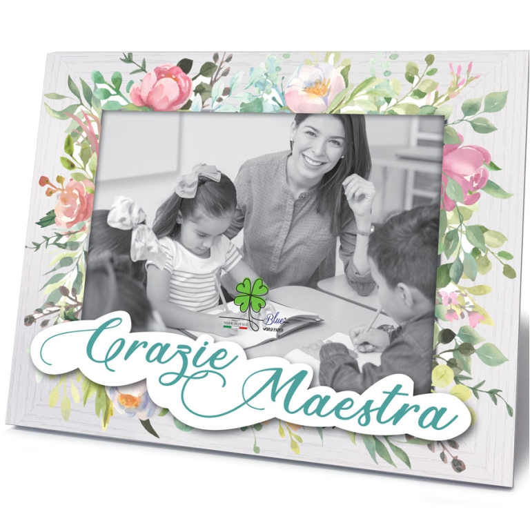 CORNICE 13X18CM LEGNO    DECORO GRAZIE MAESTRA