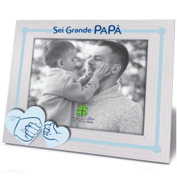 CORNICE 13X18CM LEGNO    DECORO CUORI E MANI PAPÀ