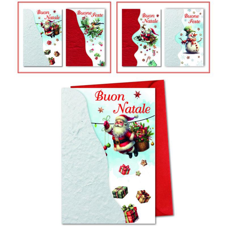 BIGLIETTI NATALE 12X18CM 12PZ CARTA KOZO