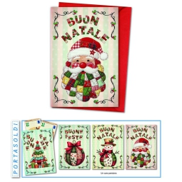 BIGLIETTI NATALE 12X18CM 12PZ PORTASOLDI GLITTER